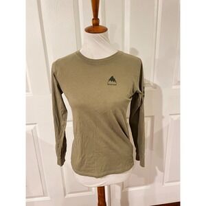 Burton Womens Olive Green Spellout Long Sleeve Shirts Sz M Gorpcore Outdoors